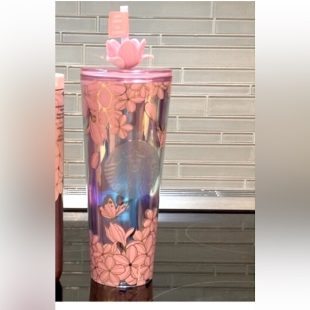 Starbucks Cherry Blossom Tumbler flower straw topper NWT